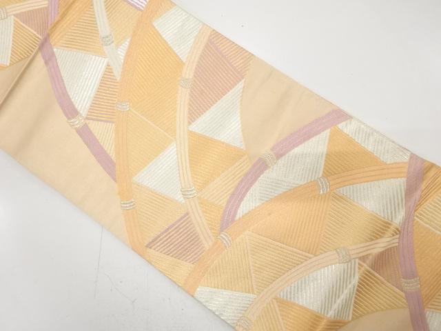 JAPANESE KIMONO / ANTIQUE FUKURO OBI / SILK / WOVEN FENCE